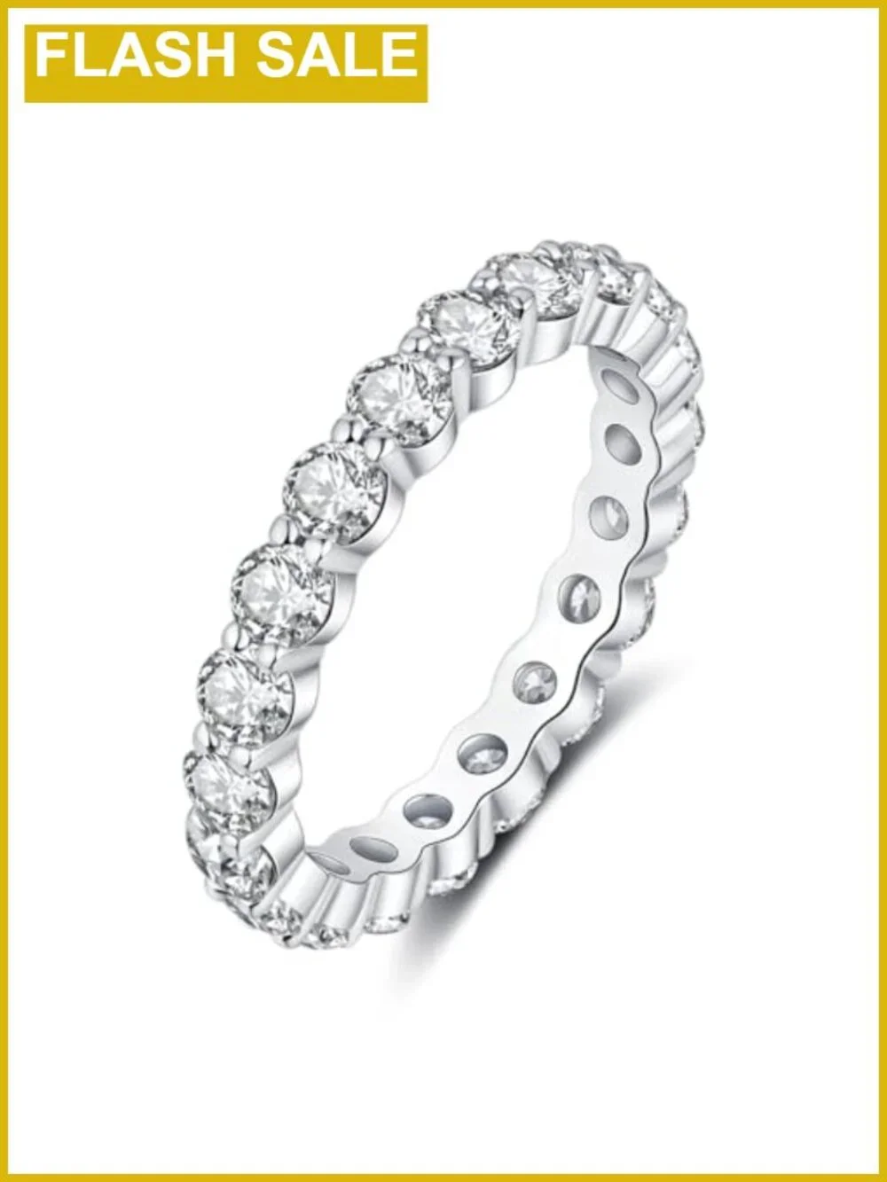 Moissanite Full Eternity Wedding Band 925 Sterling Silver 18K White Gold Plated